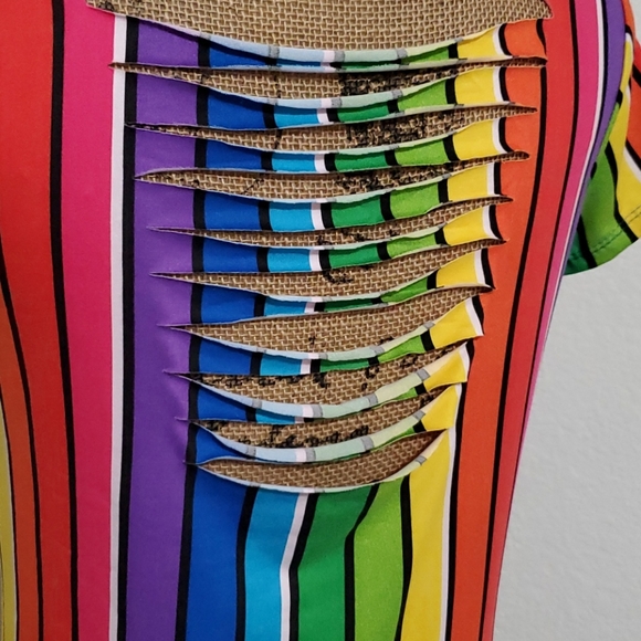 LOVE V neck s/s rainbow of bright colors size XL NWT EUC - Picture 4 of 11